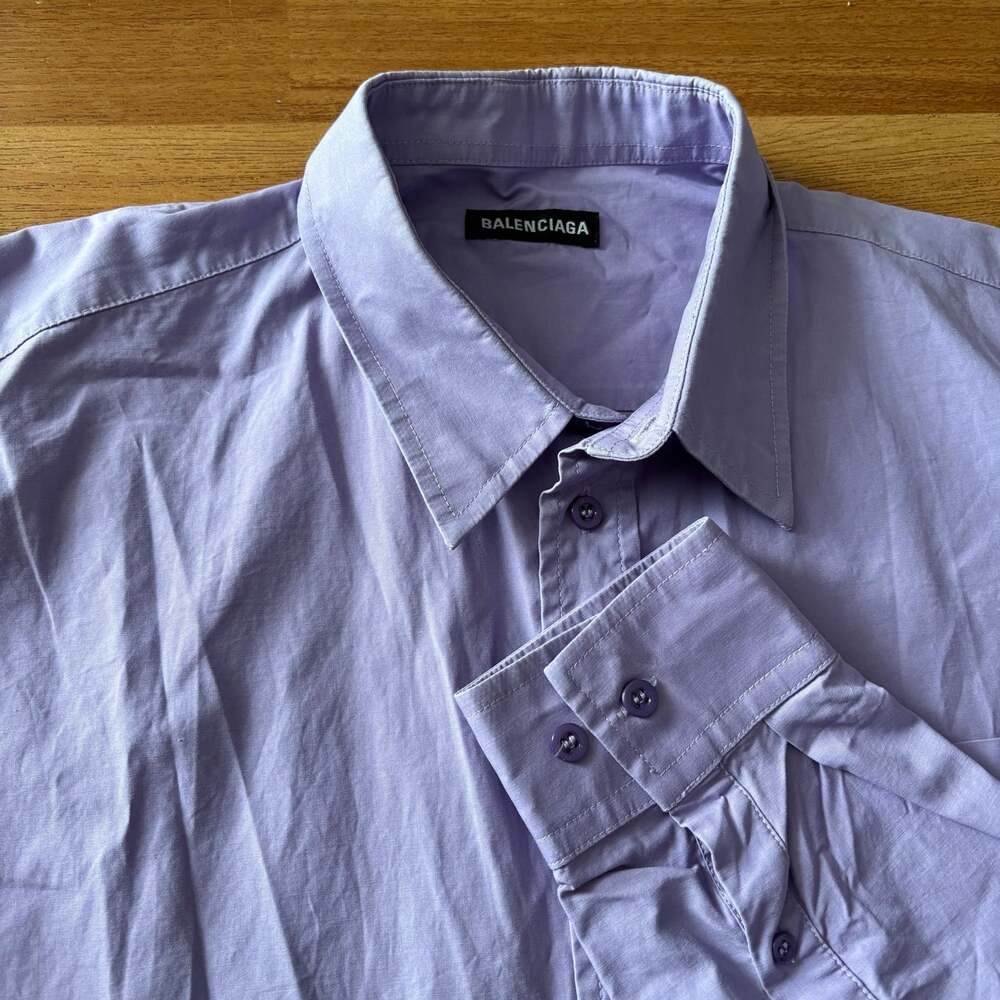 Balenciaga Oversized Purple Long Sleeve Button Down Shirt Size 36